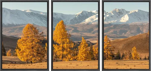 Vista 73 de SIGNWIN Lienzo enmarcado para pared, juego de arte nublado de tormenta, cielo, bosque otoñal, árboles, rústico, naturaleza, fotografía, realismo
