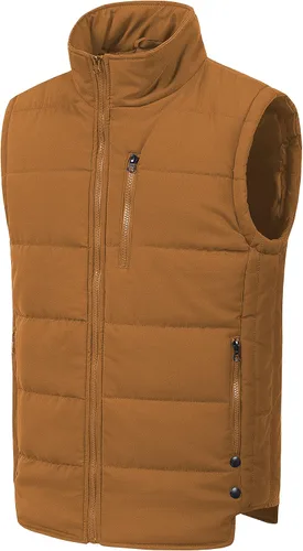 Vista 13 de Chrisuno Chaleco de esquí acolchado de invierno ligero para hombre, ropa de abrigo plegable Verde militar