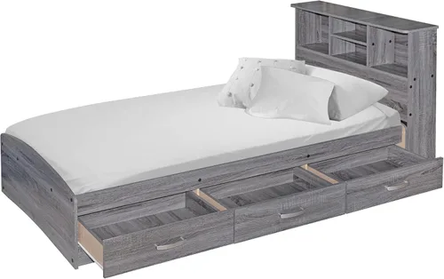 Vista 4 de Better Home Products Cama de madera California Twin Captains en gris