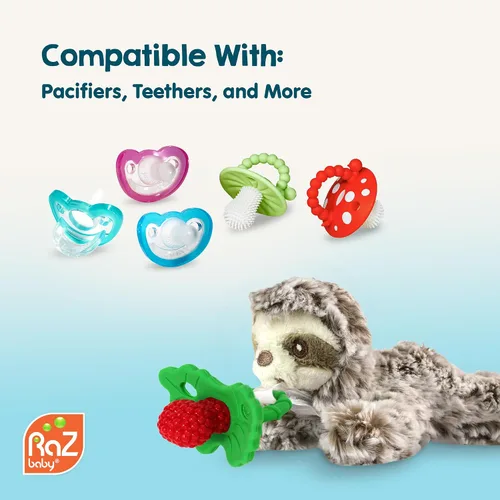 Vista 8 de RaZbaby Bear RaZbuddy - Portachupetes de Peluche para Recién Nacidos en Adelante, Hecho en EE.UU., Chupete Ortodóntico Desmontable JollyPop