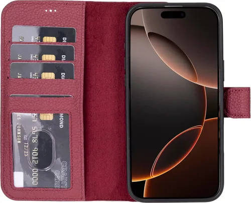 Vista 20 de HARDISTON Funda de piel auténtica hecha a mano compatible con iPhone 11 Pro de 5.8 pulgadas, funda magnética desmontable con tarjeteros - bordes