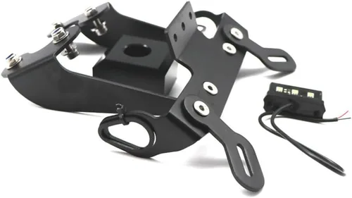 Vista 4 de AL-mart - Eliminador de guardabarros de motocicleta con luz LED ajustable, soporte de montaje para placa de matrícula, compatible con Ya-maha