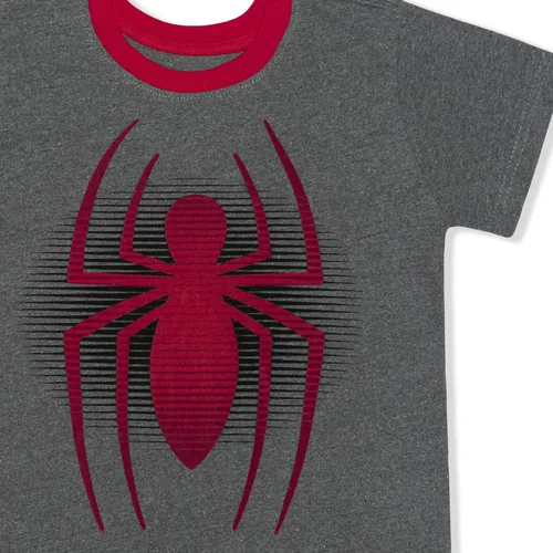 Vista 5 de Marvel Spiderman - Paquete de 2 camisetas para niños pequeños y pequeños, rojogris