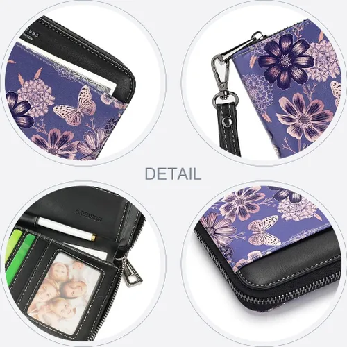 Vista 3 de APHISON Billetera para mujer, de gran capacidad, para tarjetas de crédito, RFID, monedero, luna, lindo, animal, floral, celular, pulsera, teléfono