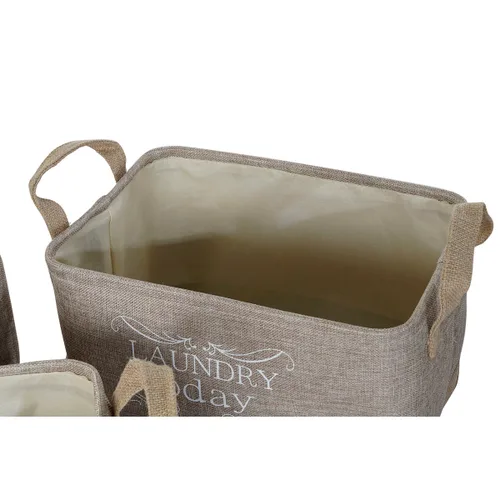 Vista 3 de Cesta Multiusos DKD Home Decor Beige Gris Marrón claro 40 x 30 x 24 cm Madera 3 Piezas (3 Unidades)