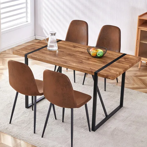 Vista 27 de Mesa de Comedor para 4-6, Mesa de Cocina de 55'', Mesas de Cocina y Comedor, Mesa de Comedor de Madera MDF con Patas de Metal para Sala de Estar