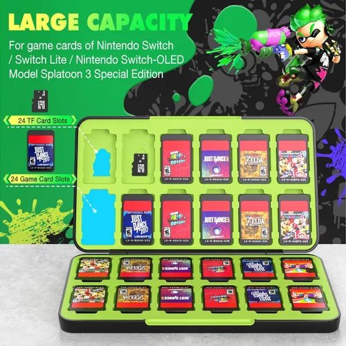 Vista 2 de MoKo Funda para 24 tarjetas de juego compatible con Nintendo Switch OLED modeloSwitchSwitch Lite funda para juego Switch para tarjetas de juego