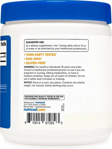 Vista 4 de Nutricost - Glicina en polvo 1 lb - Sin OMG, sin gluten