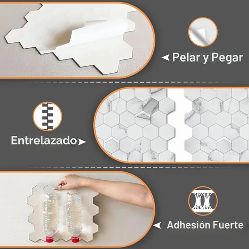Vista 5 de VAOVI Azulejo de Protección contra Salpicaduras Despegar y Pegar, Azulejo de Protección contra Salpicaduras para Cocina Despegar y Pegar Paneles