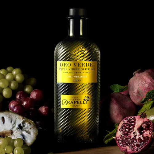 Vista 3 de Carapelli - Aceite de oliva virgen extra Oro Verde: Primer AOVE prensado en frío - 33.8 onzas líquidas (1 litro)