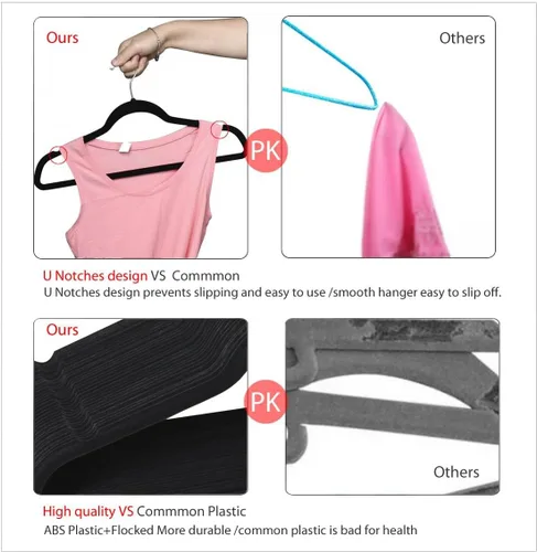 Vista 7 de Yaheetech Perchas de terciopelo antideslizantes – Perchas de terciopelo resistentes – Perchas de ropa para ahorrar espacio con gancho giratorio