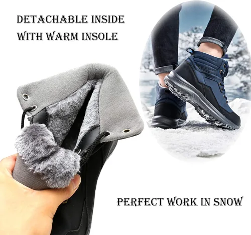 Vista 3 de UPSOLO Botas de trabajo de nieve cálidas de invierno para hombre