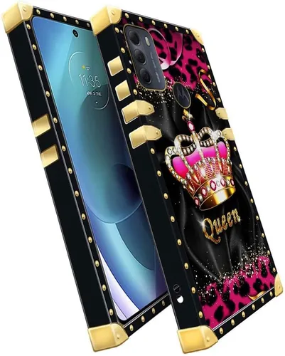 Vista 3 de Funda compatible con Motorola Moto G Power 2022, J Crown Queen con estampado de leopardo de lujo, elegante, suave, TPU a prueba de golpes