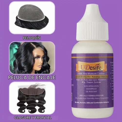 Vista 5 de Pegamento invisible de unión - Impermeable 1.3oz - Control de humedad extra - Pegamento de peluca de sujeción ligera para peluca de polietileno