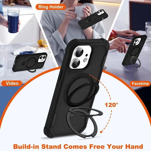 Vista 6 de Funda compatible con iPhone 12 y 12 Pro de 6.1 pulgadas con soporte de anillo magnético [protección militar contra caídas] [compatible con MagSafe]