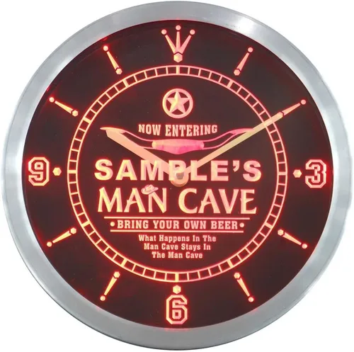 Vista 3 de ADVPRO ncpb-tm Man Cave Cowboys - Reloj de pared LED de neón con letrero de barra de nombre