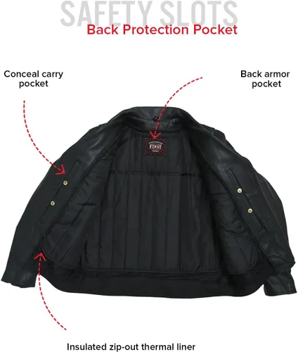 Vista 5 de First Mfg Co - Mastermind - Chaqueta de cuero para motociclista, negra, para hombre Negro