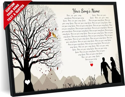 Vista 14 de SANTANNA Letras de música personalizadas, impresiones artísticas para decoración de pared (amor clásico y aniversario de canción favorita)