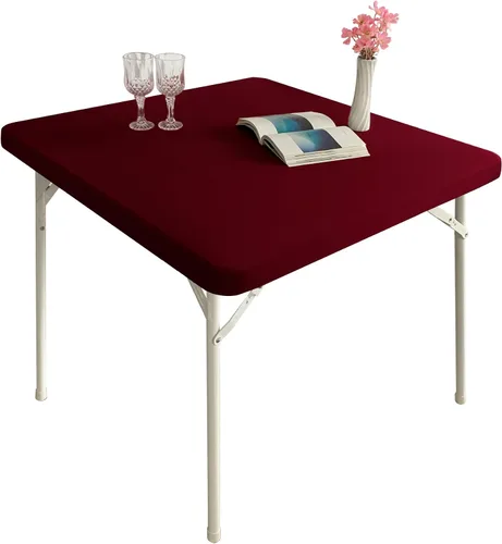 Vista 7 de Mantel elástico para mesa auxiliar de cóctel, ajustable de elastano, tamaño pequeño, para mesa auxiliar, 24 x 24 pulgadas, color beige