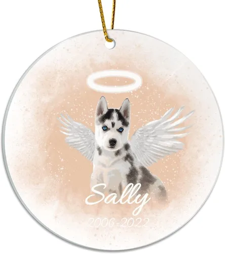 Vista 13 de Personalized Acrylic Pet Memorial Ornament, Acrylic, English Setter Hanging Keepsake, Dog Remembrance Ornament, Dog Gifts, Dog Angel Wings Ornament