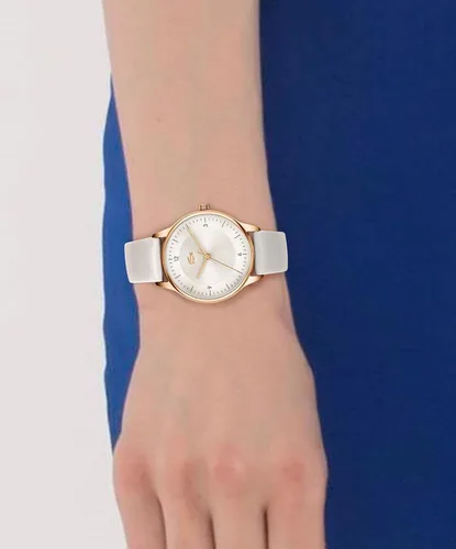 Vista 4 de Lacoste Correa de reloj de cuarzo de acero inoxidable para mujer piel de becerro blanca 16 Modelo 2001169 Blanco Reloj de cuarzo
