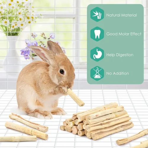 Vista 5 de Bissap Palitos masticables de bambú dulce de 8.82 oz/0.5 libras para conejos, golosinas molares de conejo, bocadillos para animales pequeños