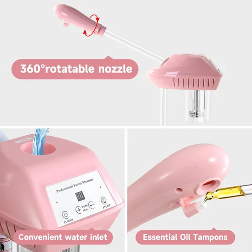 Vista 5 de Vaporizador Facial Profesional, Vaporizador Facial sobre Ruedas, Vaporizador para Esteticistas con Más Vapor para Hidratación y Humectación, Altura