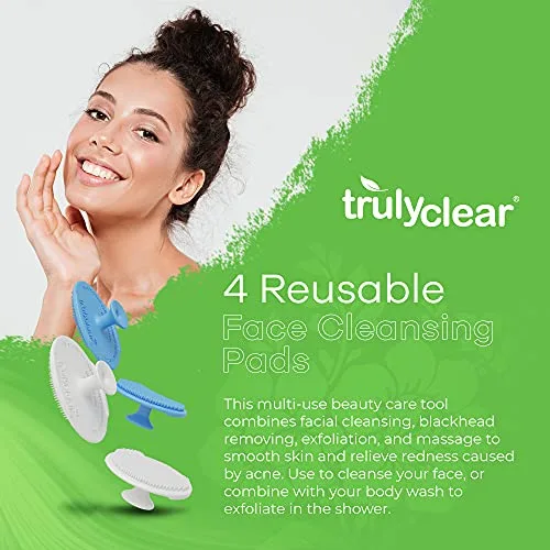 Vista 2 de Truly Clear Almohadillas exfoliantes, limpiador facial de silicona de grado alimenticio, exfoliante suave para pieles sensibles, cepillo