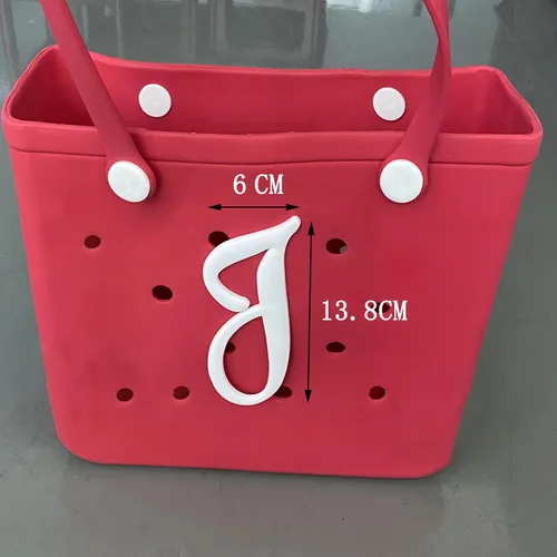 Vista 5 de 2 piezas de accesorios de letras compatibles con agujero de playa, dijes decorativos del alfabeto
