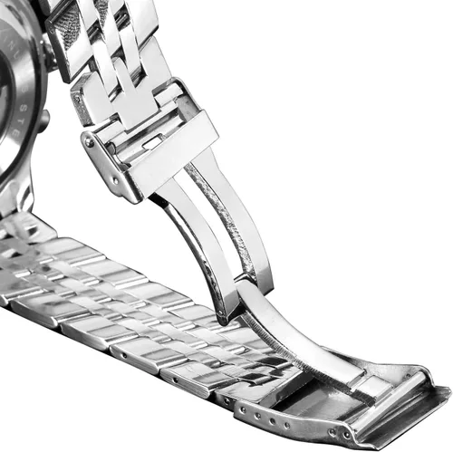 Vista 6 de Forsining Reloj de pulsera tourbillon para hombre, de cuerda automática, resistente al agua, de acero inoxidable, con calendario