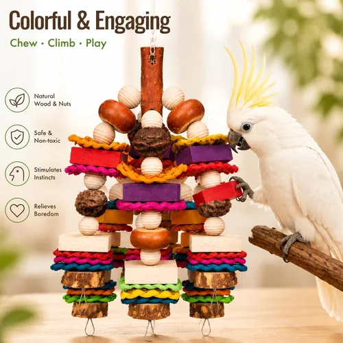 Vista 5 de Large Parrot Toys for African Greys, Macaws, Cockatoo, Bird Chewing Toys