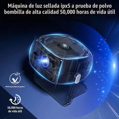 Vista 4 de Proyector Native HD 1080P con soporte 4K, WiFi 6, Bluetooth, diseño a prueba de polvo, enfoque motorizado, altavoz integrado, proyector inteligente