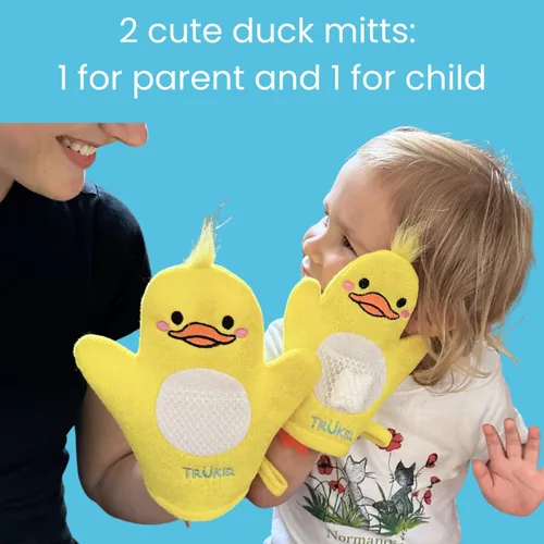 Vista 3 de TruKid BubbleGlove, guantes de baño de esponja, marioneta de mano para niños y niños, esponja de baño y guante de toalla para bebés para niños