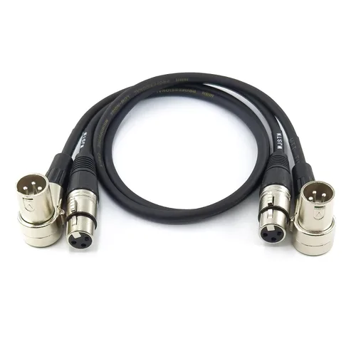 Vista 8 de WJSTN Cable XLR macho en ángulo recto XLR macho a hembra recto de 1 pie, adaptador de audio de micrófono XLR para cámara, mezclador, interfaz
