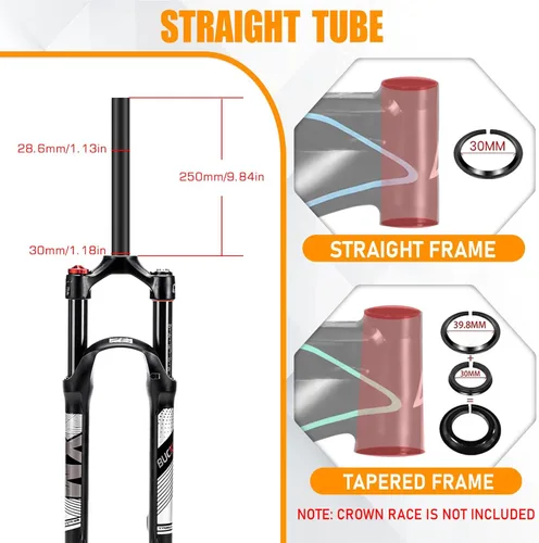 Vista 3 de BUCKLOS Horquilla MTB de Suspensión de Aire de 120mm para Viaje, 26/27.5/29, Ajuste de Rebote 1 1/8 Tubo Recto/Conico QR 9mm, Bloqueo Manual/Remoto