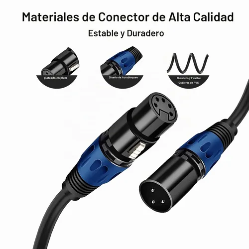 Vista 4 de Cable de luz de escenario DMX de 11.8 pulgadas, cable XLR DJ, conector XLR macho de 3 pines a conexión XLR DMX hembra de 5 pines para, foco de luz