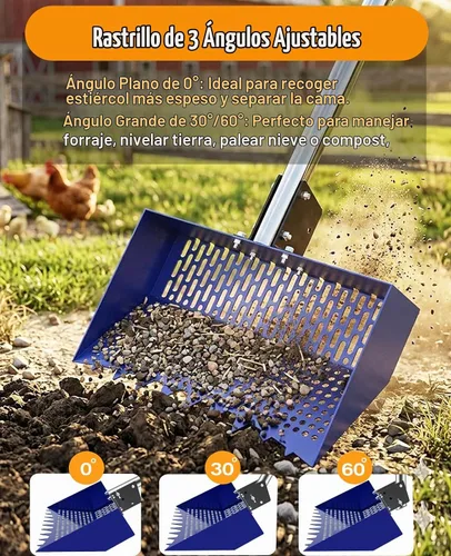 Vista 2 de INNOLAND Chicken Poop Scooper & Rake with 3-Angle Adjustable Sifting Shovel