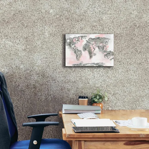 Vista 4 de Epic Graffiti 'World Map Blush' por Chris Paschke, lienzo de arte de pared Giclée, 18 x 12 pulgadas