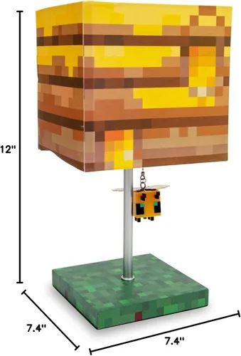 Vista 7 de Minecraft Lámpara de escritorio con bloque de nido de abeja amarilla con extractor de abeja 3D, lámpara de mesa de noche con luz LED de estado