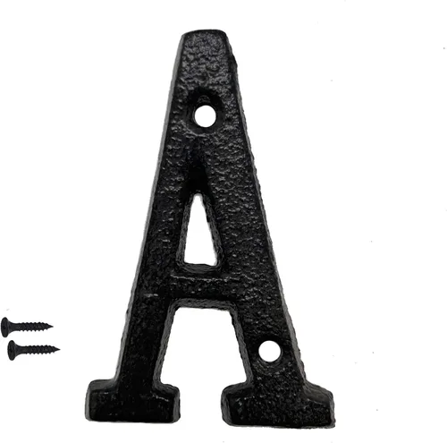 Vista 2 de Letras del abecedario de 3" en metal de hierro fundido decorativas, estilo clásico, para colgar letreros de pared, dirección, nombre, letrero