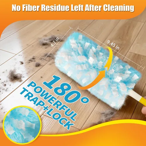 Vista 3 de 80 repuestos de plumero con 1 mango corto y mango extensible de 3 pies, compatible con Swiffer Duster, plumeros de limpieza de microfibra