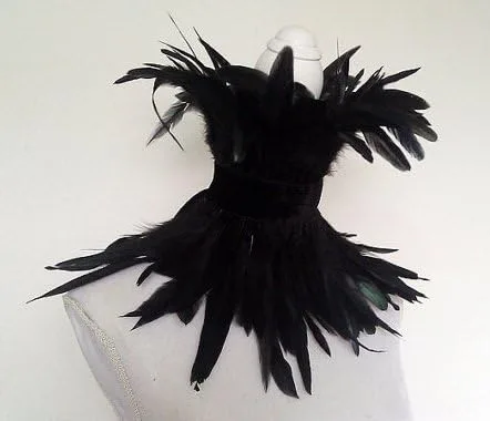 Vista 5 de L'vow - Gargantilla estilo victoriano de plumas naturales para Halloween Cosplay