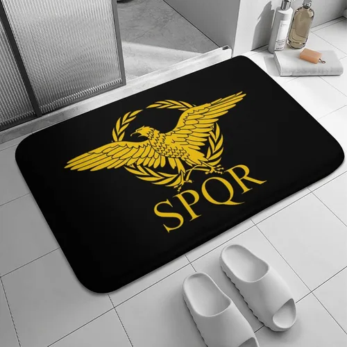Vista 2 de Alfombra de baño gruesa con bandera del Imperio Romano del Senado SPQR, antideslizante, tapete de baño de terciopelo coral para puerta, 19.7 x 31.5