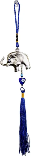 Vista 3 de Amuleto colgante de elefante azul turco (Nazar) para colgar en la pared y el automóvil, decoración del hogar, regalo de bendición