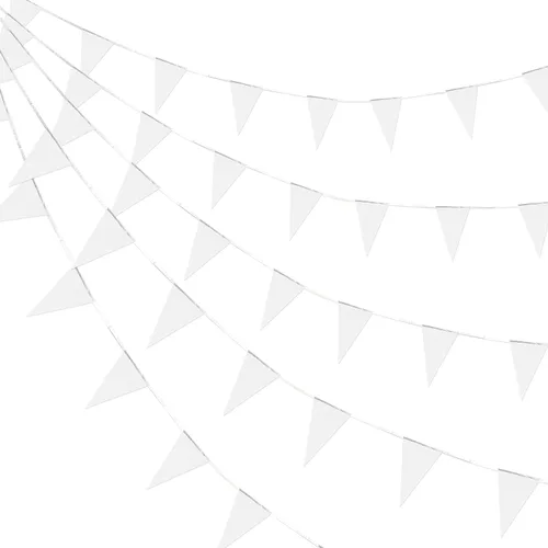 Vista 10 de Consummate Banderines negros de 100 pies con banderines colgantes triangulares para gran apertura, cumpleaños de niños, decoraciones de fiesta, 60