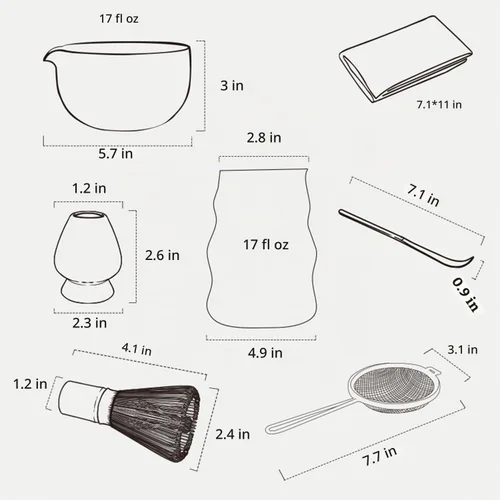 Vista 5 de DWEHIXBUY Juego de té matcha japonés de 7 piezas, kit de matcha con cuenco de matcha (con boquilla de vertido), batidor de matcha, soporte