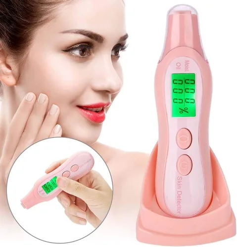 Vista 2 de Sonew Lápiz digital de prueba de piel con pantalla LCD, analizador de precisión/aceite para el cuidado de la piel para viajes, hogar, salón de Rosa
