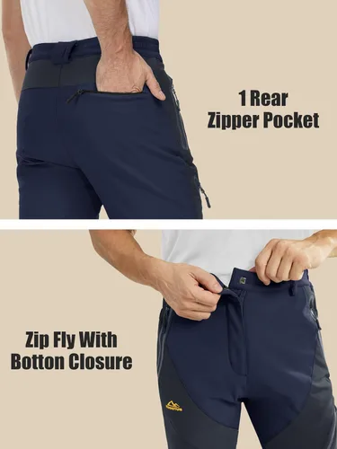 Vista 6 de MAGCOMSEN Men's Winter Pants Snow Pants Fleece Lined Water Resistant 4 Zip Pockets Skiing Pants