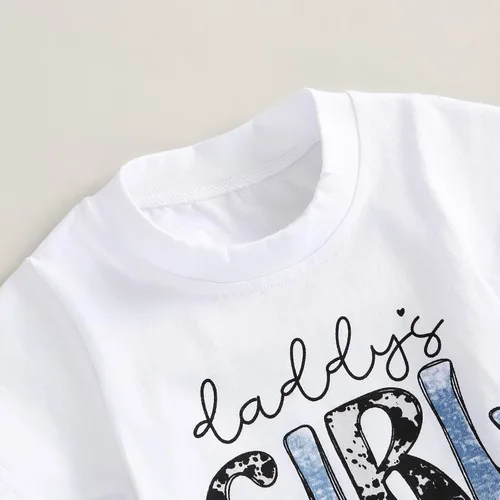 Vista 4 de Conjunto de ropa de verano para bebé y niña, camiseta de manga corta, camiseta de manga corta, pantalones cortos enrollados para recién nacidos