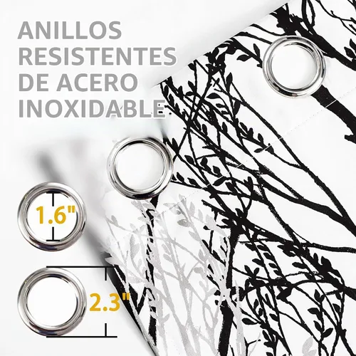 Vista 3 de DriftAway Cortinas opacas con diseño de ramas de árbol, doble capa, 84 pulgadas de largo, para dormitorio, estampado clásico, aislamiento térmico
